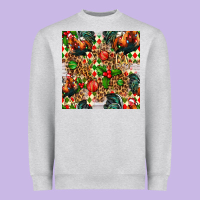 Christmas Leopard Chicken Heavyweight Sweatshirt Designed By Fadigitalartstudio