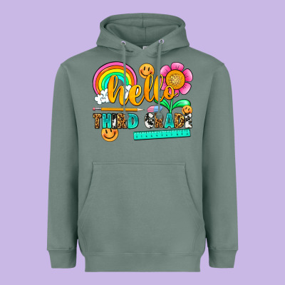 Hello Third Grade Heavyweight Hoodie Designed By Nancycooperartshop