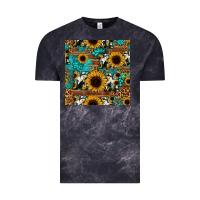 Cloud Black sunflower cowhide mom seamless pattern Vintage Tee - HRA Design Shop