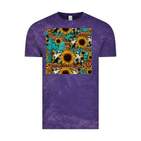 Cloud Purple sunflower cowhide mom seamless pattern Vintage Tee - HRA Design Shop