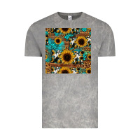 Cloud Rock sunflower cowhide mom seamless pattern Vintage Tee - HRA Design Shop
