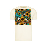 Sunflower Cowhide Mom Seamless Pattern Vintage Tee | Teevron