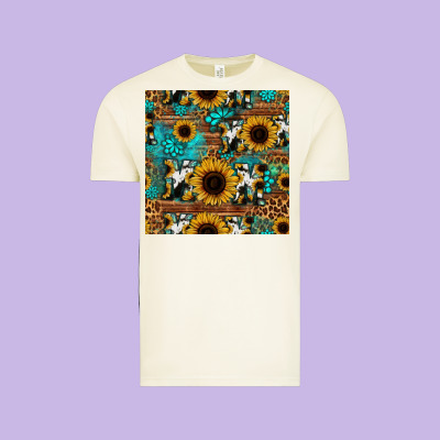 Sunflower Cowhide Mom Seamless Pattern Vintage Tee Designed By Hra Design Shop