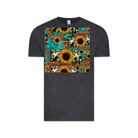 Vintage Black sunflower cowhide mom seamless pattern Vintage Tee - HRA Design Shop