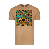 Vintage Camel sunflower cowhide mom seamless pattern Vintage Tee - HRA Design Shop