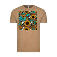 Vintage Coffee sunflower cowhide mom seamless pattern Vintage Tee - HRA Design Shop
