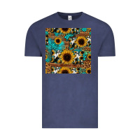 Vintage Denim sunflower cowhide mom seamless pattern Vintage Tee - HRA Design Shop