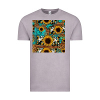 Vintage Zinc sunflower cowhide mom seamless pattern Vintage Tee - HRA Design Shop