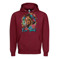 Burgundy free spirit quarter horse floral Zipper Hoodie - LillyAllenDesigns