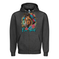 Charcoal Heather free spirit quarter horse floral Zipper Hoodie - LillyAllenDesigns