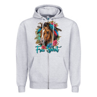 Heather Grey free spirit quarter horse floral Zipper Hoodie - LillyAllenDesigns