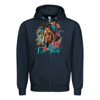 Navy free spirit quarter horse floral Zipper Hoodie - LillyAllenDesigns