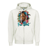 Oatmeal Heather free spirit quarter horse floral Zipper Hoodie - LillyAllenDesigns