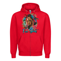 Red free spirit quarter horse floral Zipper Hoodie - LillyAllenDesigns