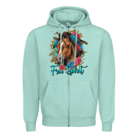 Seafoam free spirit quarter horse floral Zipper Hoodie - LillyAllenDesigns