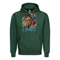 Sports Green free spirit quarter horse floral Zipper Hoodie - LillyAllenDesigns