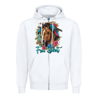 White free spirit quarter horse floral Zipper Hoodie - LillyAllenDesigns