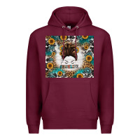 Burgundy mom life messy bun western Premium Hoodie - Jasminsmagicworld