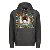 Charcoal Heather mom life messy bun western Premium Hoodie - Jasminsmagicworld