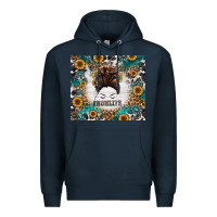 Navy mom life messy bun western Premium Hoodie - Jasminsmagicworld