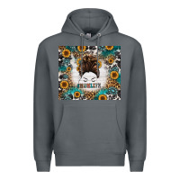 Rock mom life messy bun western Premium Hoodie - Jasminsmagicworld