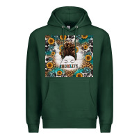 Sports Green mom life messy bun western Premium Hoodie - Jasminsmagicworld