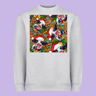 Christmas Leopard Cow Heavyweight Sweatshirt Designed By Fadigitalartstudio
