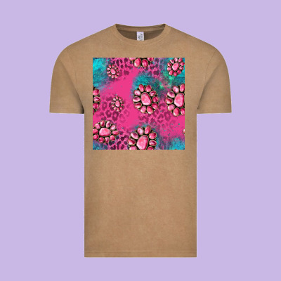 Pink Turquoise Gemstoes Seamless Pattern Vintage Tee Designed By Hra Design Shop