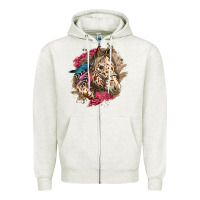 Oatmeal Heather Floral Appaloosa Horse With Feathers Zipper Hoodie - LillyAllenDesigns