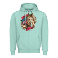 Seafoam Floral Appaloosa Horse With Feathers Zipper Hoodie - LillyAllenDesigns