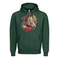Sports Green Floral Appaloosa Horse With Feathers Zipper Hoodie - LillyAllenDesigns