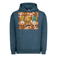 Pigment Midnight Navy Fall gnomes Urban Hoodie - NancyCooperArtShop