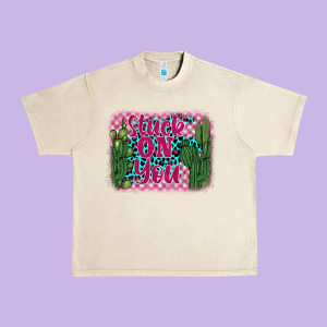 Stuck On You Cactus Urban Heavy Tee Designed By Barkaloodesign