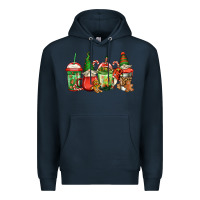 Navy christmas gnomes coffee Premium Hoodie - Jasminsmagicworld