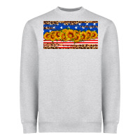 Heather Grey usa flag sunflowers license plate Heavyweight Sweatshirt - HRA Design Shop