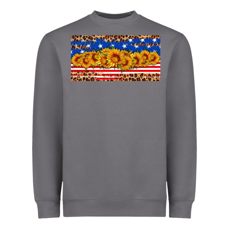 Usa Flag Sunflowers License Plate Heavyweight Sweatshirt by HRA Design Shop | Teevron