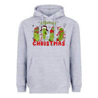 Heather Grey Pickle Merry Christmas Heavyweight Hoodie - MaliasSmallBusiness