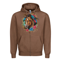 Chestnut quarter horse floral Zipper Hoodie - LillyAllenDesigns