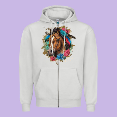Quarter Horse Floral Zipper Hoodie Designed By Lillyallendesigns