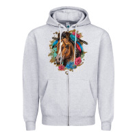 Heather Grey quarter horse floral Zipper Hoodie - LillyAllenDesigns