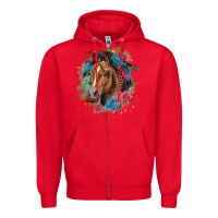 Red quarter horse floral Zipper Hoodie - LillyAllenDesigns