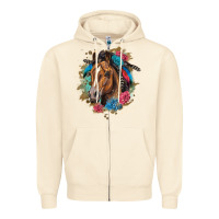 Sandshell quarter horse floral Zipper Hoodie - LillyAllenDesigns