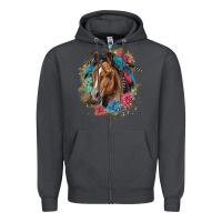 Smoke quarter horse floral Zipper Hoodie - LillyAllenDesigns