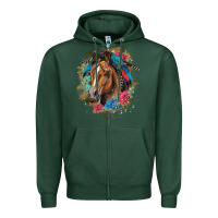 Sports Green quarter horse floral Zipper Hoodie - LillyAllenDesigns