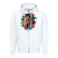 White quarter horse floral Zipper Hoodie - LillyAllenDesigns