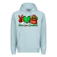 Blue Mist peace love Christmas Santa Claus hand Premium Hoodie - Jasminsmagicworld