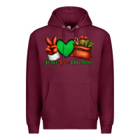 Burgundy peace love Christmas Santa Claus hand Premium Hoodie - Jasminsmagicworld