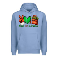 Colony Blue peace love Christmas Santa Claus hand Premium Hoodie - Jasminsmagicworld