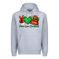 Heather Grey peace love Christmas Santa Claus hand Premium Hoodie - Jasminsmagicworld