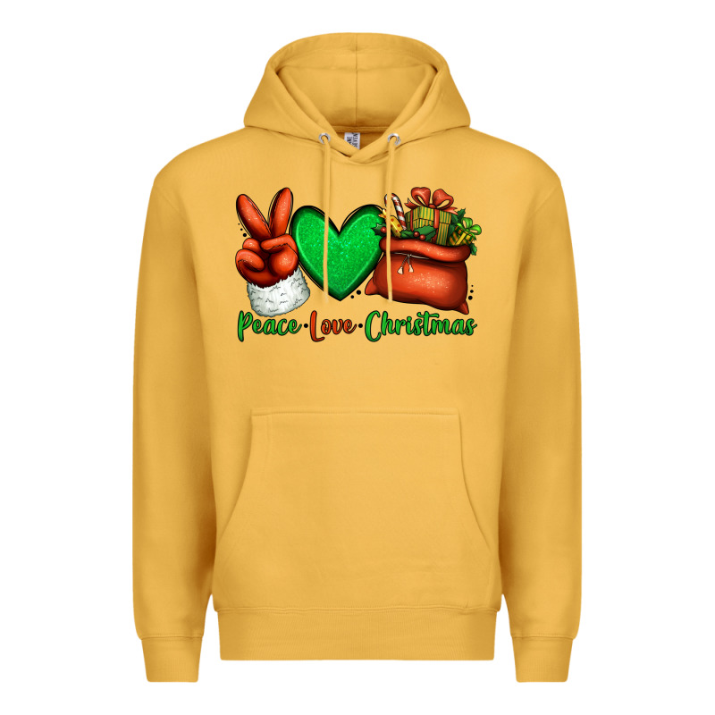 Peace Love Christmas Santa Claus Hand Premium Hoodie by Jasminsmagicworld | Teevron